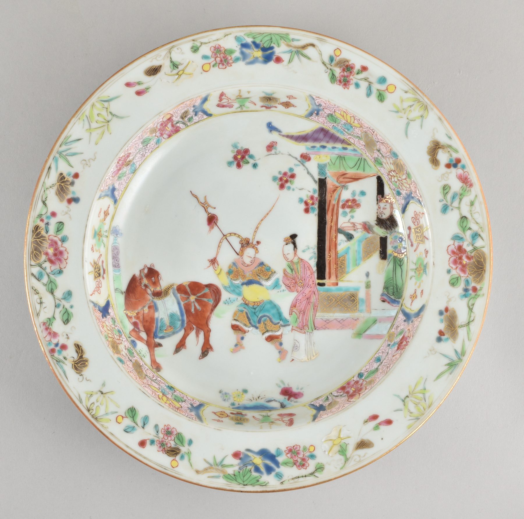 Chinese Famille Rose Plates Figures Yongzheng