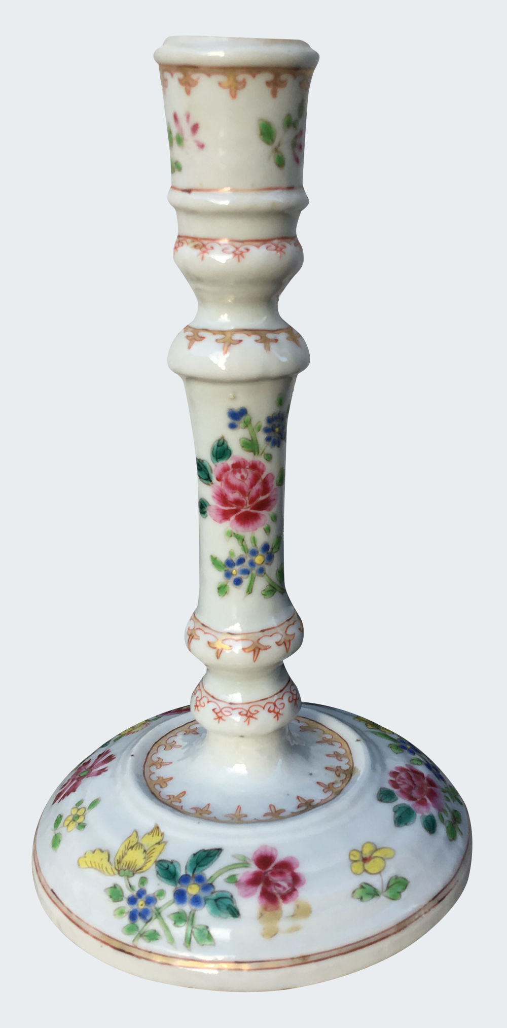 Chinese export porcelain famille rose candlestick Qianlong