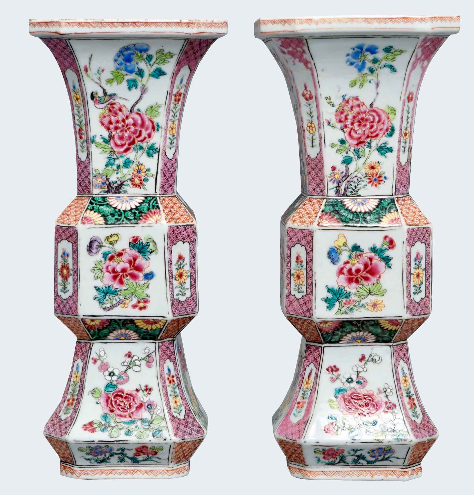 Chinese Famille Rose Vases Yongzheng Period