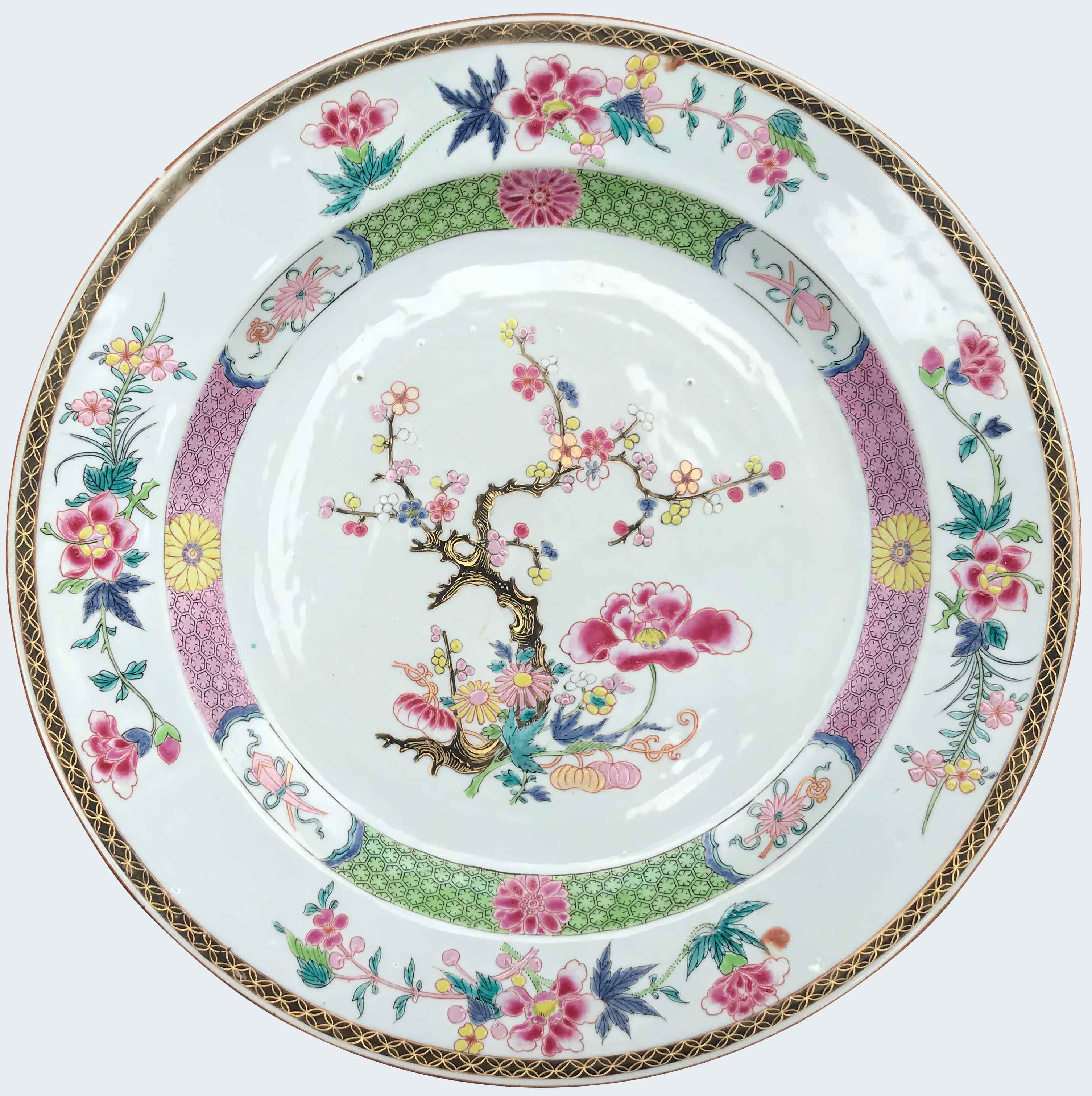 Chinese famille rose dish prunus Yongzheng period