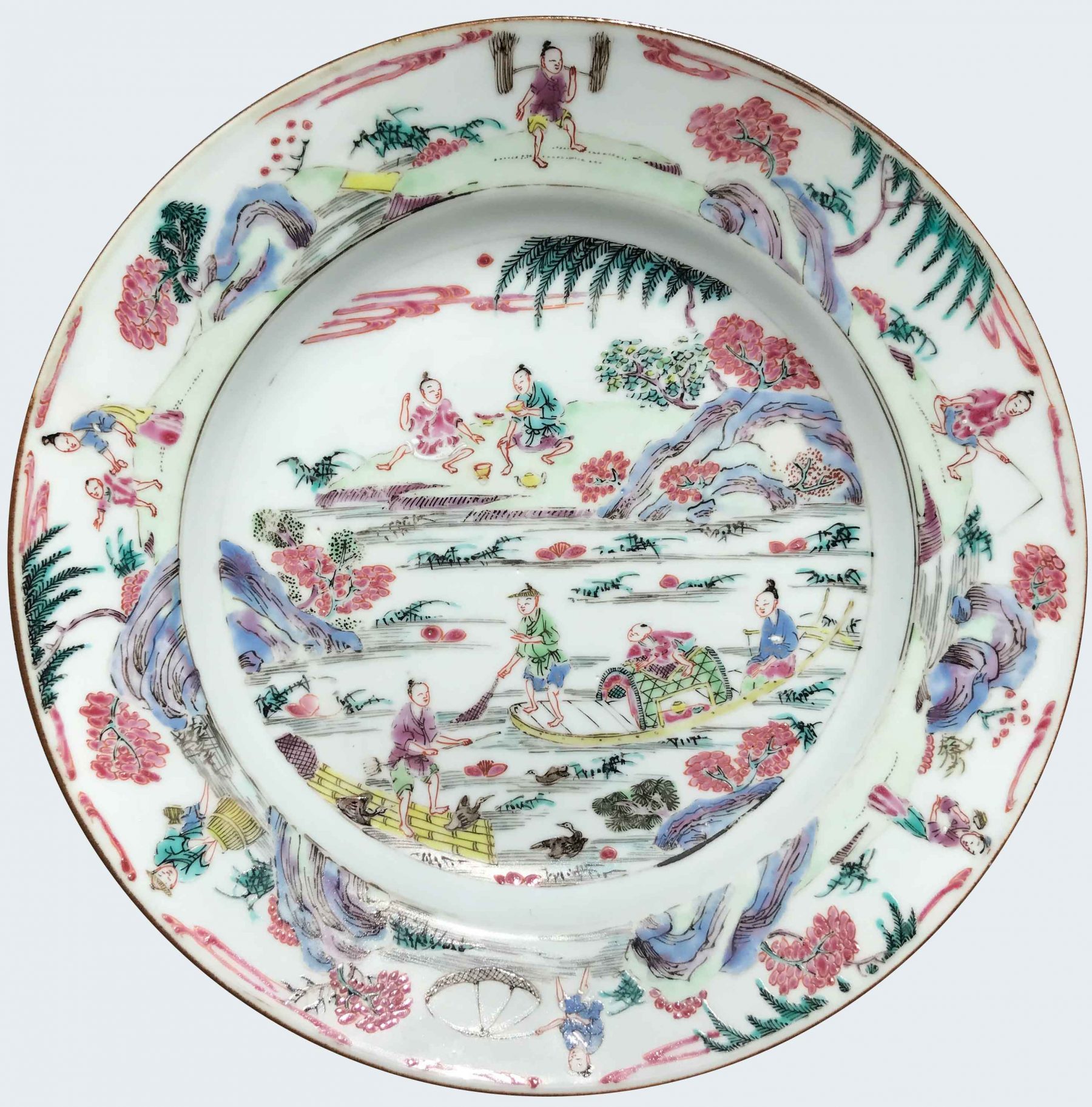 Chinese famille rose plate decorated with figures Yongzheng